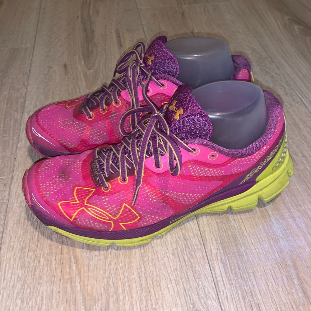 Under Armour Vent Bandit Charged neon colored athletic sneakers